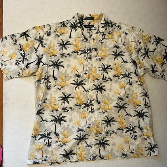 Nautica Aloha Hawaii palm tree tropical men’s shirts Sz-M J5 - Picture 3 of 9